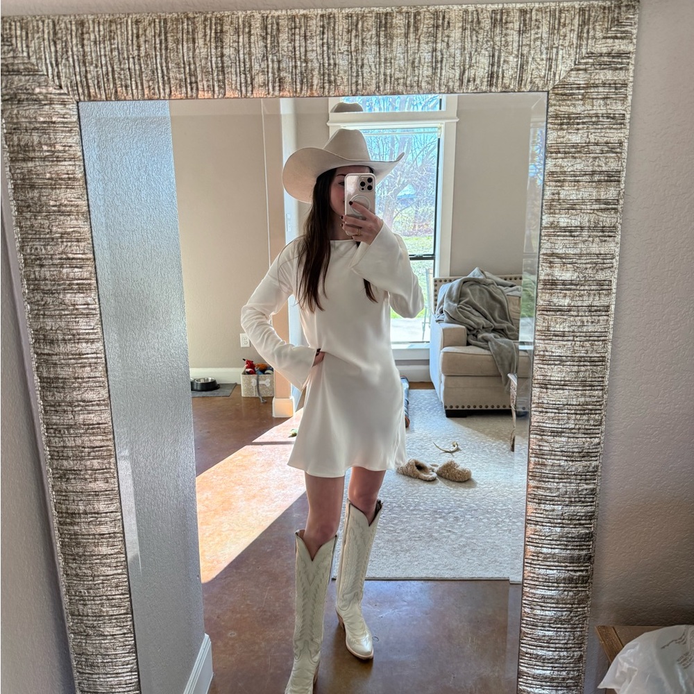 French Connection White Long Sleeve Dress